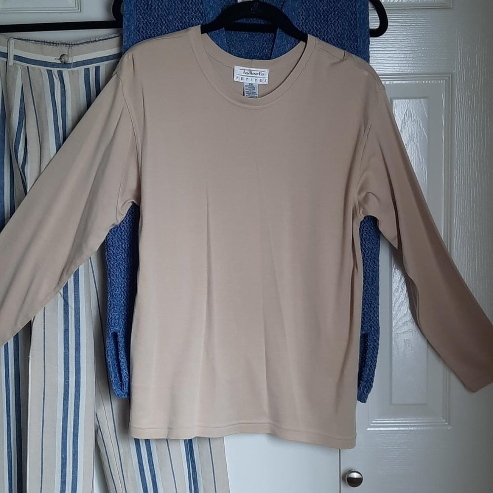 Talbots Petites Rayon Blend Drop Shoulder Long-Sleeve Top Size Small P